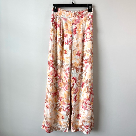 Abercrombie & Fitch Floral Wide Leg Linen Blend Pants XS - Picture 2 of 8